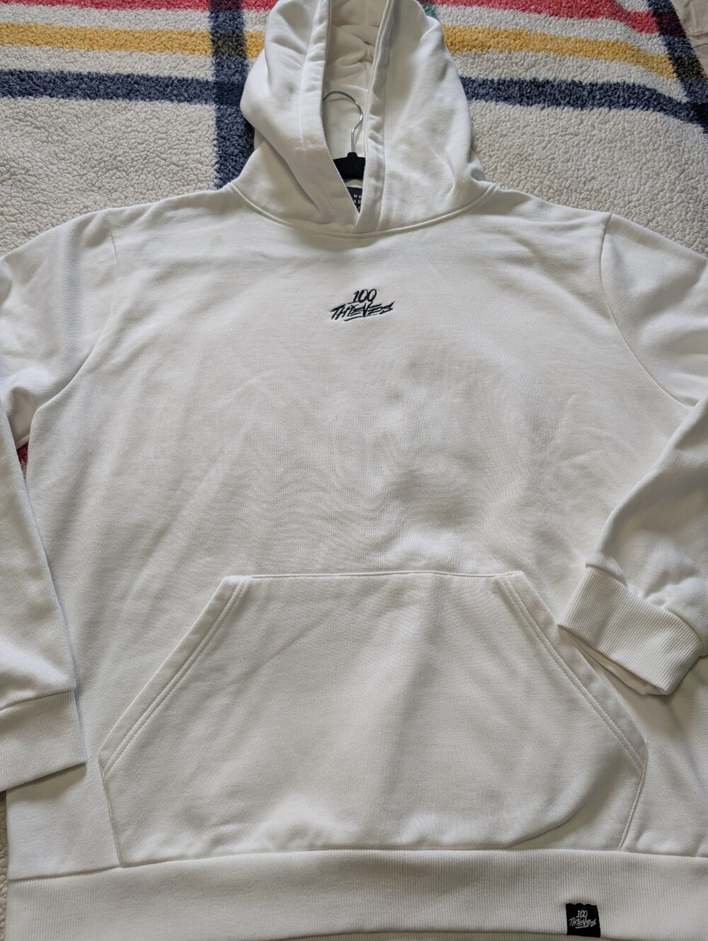 100 Thieves White Pullover Hoodie - Men's Classic Hooded Sweatshirt